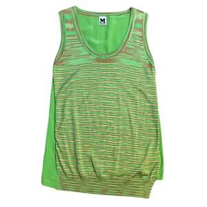 M Missoni Women’s 100% Silk Horizontal Stripe Scoop Neck Tunic Tank Green Size 2